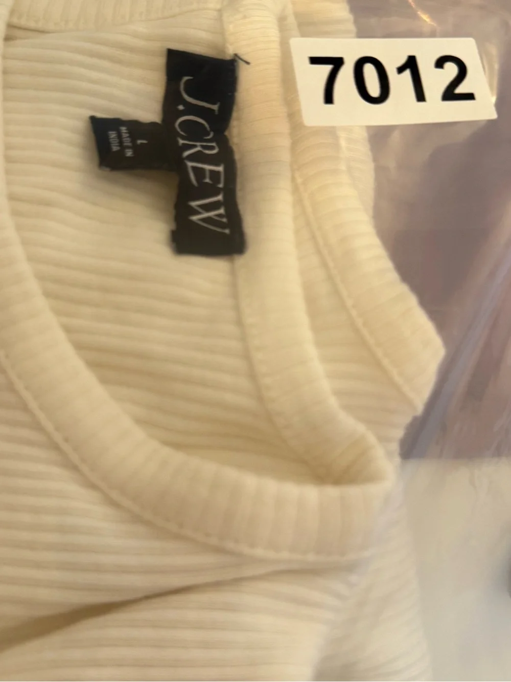J. Crew Ruffle-trim eyelet top‎ in vintage rib